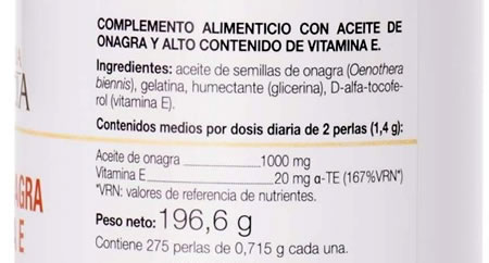 Aceite de Onagra + Vitamina E 275 Perlas