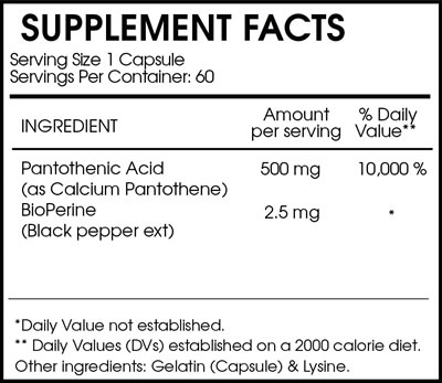 Vitamin B5 + Bioperine 60 Cápsulas