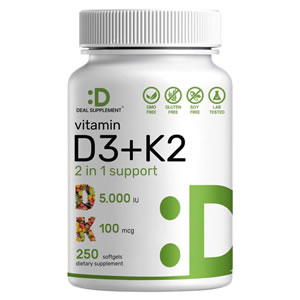 Vitamina D3 + K2 5000 IU 180 Cápsulas