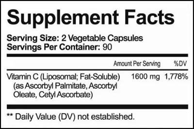 Vitamina C Liposomal 1600 mg 180 Cpsulas
