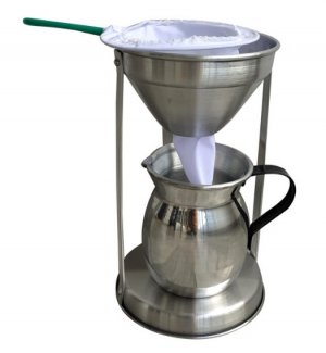 Cafetera Artesanal En Aluminio Con Jarra Y Colador