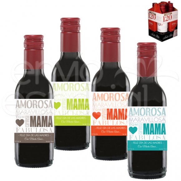 4 Mini Botellas Personalizadas Mam Amorosa