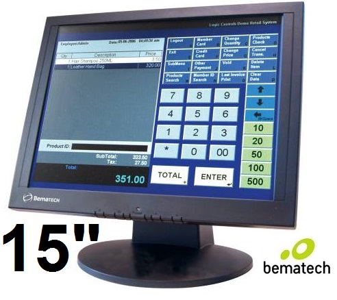 Bematech 11509, Monitor Touch Tctil de 15, Pantalla tctil de alta sensibilidad, Resistente al contacto de objetos y humedad, Condiciones de operacin:5⁰ C a 40⁰ C, Interface USB para conexin a CPU, Componentes de grado industrial