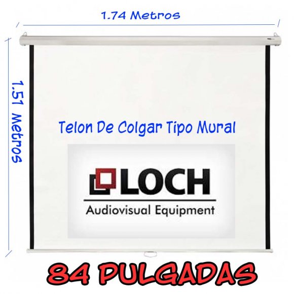 Loch 84, Teln de Colgar Tipo Mural, 84 pulgadas, 1.77 Metros x 1.51 Metros, AutoRetrctil