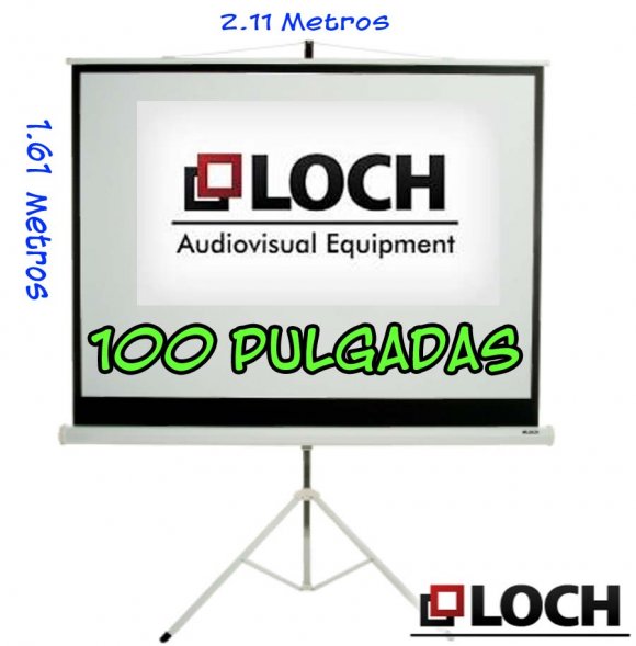 Loch 100T, Teln Tipo Mural con TRIPODE, 100 pulgadas, 2.11Metros x 1.61Metros, AutoRetrctil