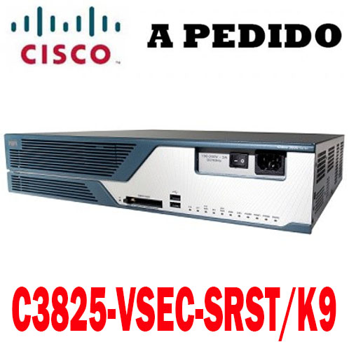 Cisco Router C3825-VSEC-SRST/K9, Cisco 3800 Router Voice Security Bundle, 3825 VSEC Bundle w/PVDM2-64, FL-SRST-175, Adv IPServ, 128F/512D