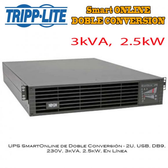 Tripp Lite SUINT3000RTXL2U, UPS SmartOnline de Doble Conversin - 2U, USB, DB9, 230V, 3kVA, 2.5kW, En Lnea