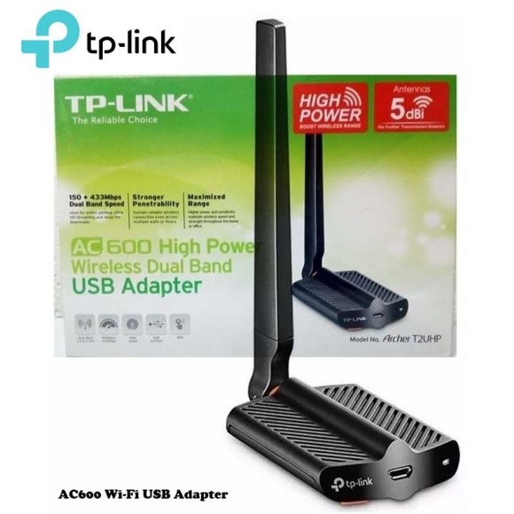 TP-Link ARCHERT2UHP, AC600 Wi-Fi USB Adapter, alta potencia y sensibilidad de recepción para brindar una distancia de transmisión ultralarga, confiable incluso en paredes o pisos múltiples, banda de 150 Mbps 2,4 GHz o 433 Mbps 5 GHz