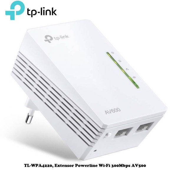 TP-Link TL-WPA4220, Extensor Powerline Wi-Fi 300Mbps AV500 ( REQUIERE DE TL-WPA4220KIT para funcionar), Extensor Powerline WiFi AV500 a 300 MbpsSúper extensión de cobertura pulsando un botón