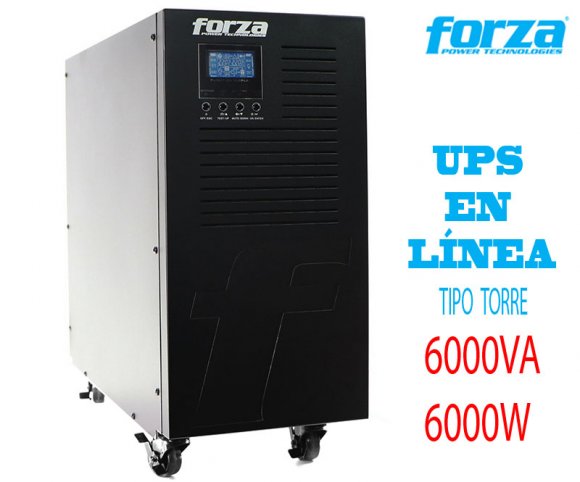 FORZA FDC-206K, UPS EN LNEA TIPO TORRE, 6000VA/6000W 110-300VAC, (EPO), USB/ SNMP / RS232, Frecuencia de 50 - 60Hz, Regulacin automtica de voltaje,  Tecnologa MOV, Usa 20 baterias FUB-1290 (12V 9A), 592x250x826mm