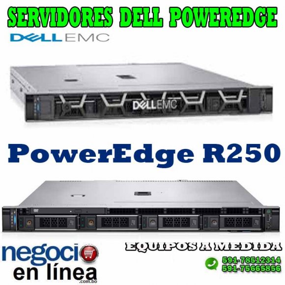 Dell PowerEdge R250 CLv2, Tipo Rack, Intel® Xeon® E-2324G 3.1GHz, 8M Cache, 4C/4T, Turbo (65W), 3200 MT/s), 16GB RAM, 4TB SATA Disco Duro, (RAID 0, 1, 10), Riser PCIe (Fan 1 x16, 1 x8x Slots), Broadcom 5720, PERC H355, 450W