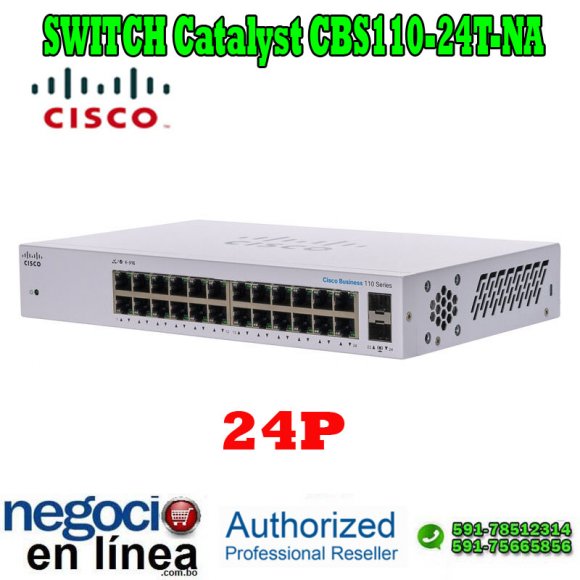 Cisco Switch Catalyst CBS110-24T-NA, CBS110 Unmanaged 24-port GE, 2x1G SFP Shared, NO ADMINISTRABLE