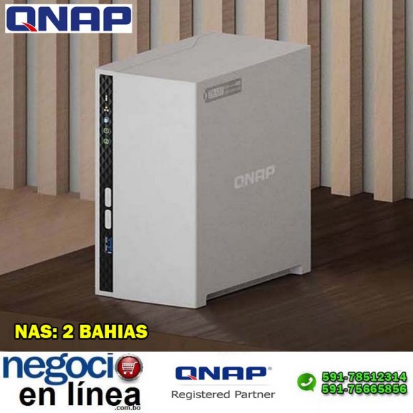 QNAP TS-233-US, Servidor NAS SMART HOME AI, 2 BAHIAS SATA 3.5, 2.5, 2GB RAM, 1xGbE, 1x USB 3.2