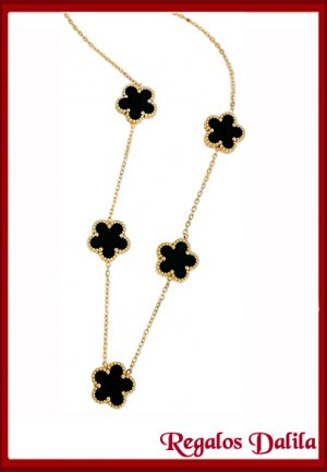 Collar A. Quirrgico Ench. Oro Trbol Black